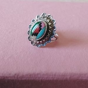 Multi stone and silver Native American ring